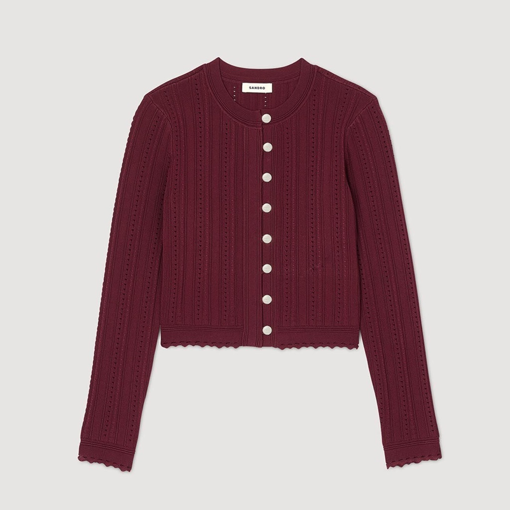 Nwot Sandro Burgundy Cropped Cardigan - Size 3